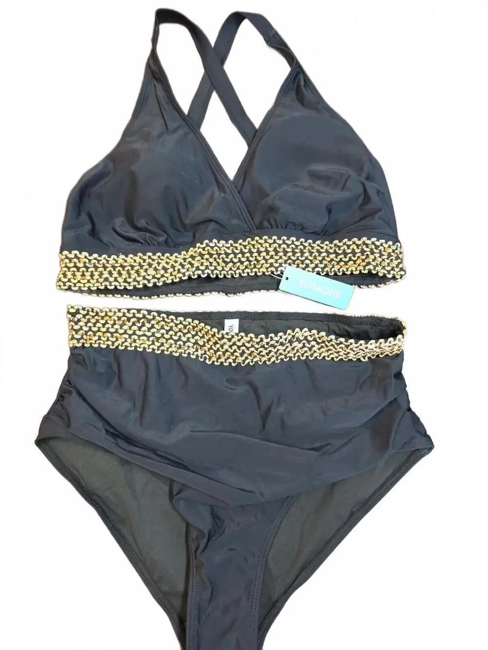 Yonique Womens Sz 12W Bikini High Waisted Swimsuits Two Piece Bathing Suits NWT